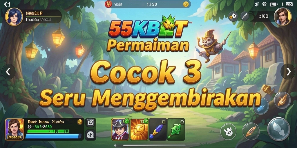 Tampilan screenshot 55KBET yang menampilkan gameplay Match-3 yang seru.