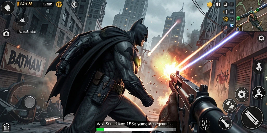 Tampilan aksi mendebarkan dalam gameplay BATMAN138.