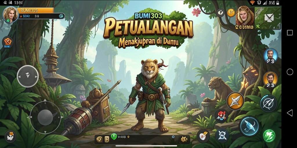 Tangkapan layar utama BUMI303 yang menampilkan aksi petualangan seru.