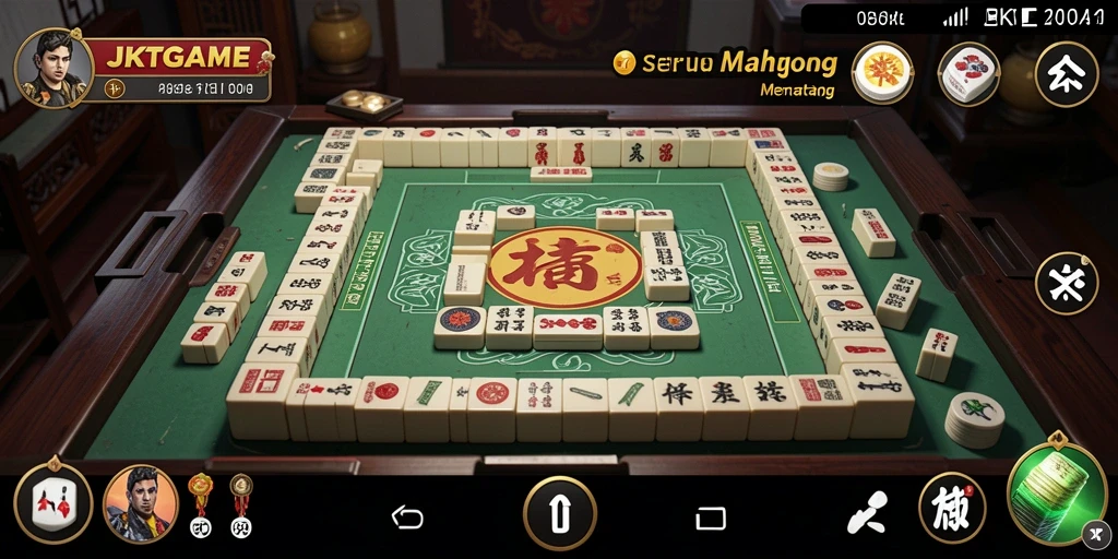 Tampilan gameplay seru JKTGAME dengan ubin Mahjong yang bervariasi.