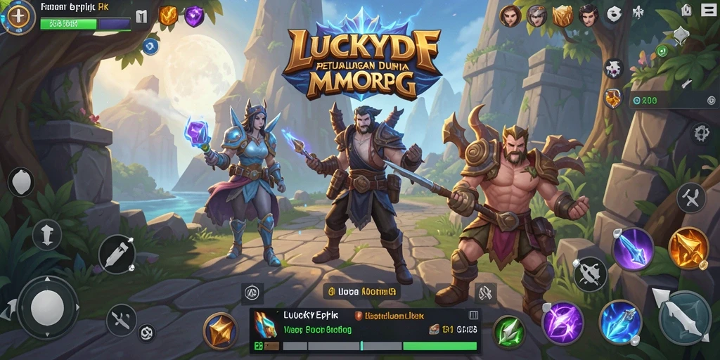 Tampilan gameplay mendebarkan dari petualangan dalam LUCKYDF.