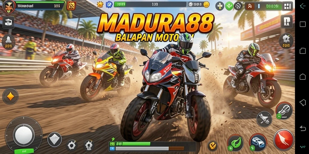 Tampilan aksi balapan motor yang mendebarkan di MADURA88.