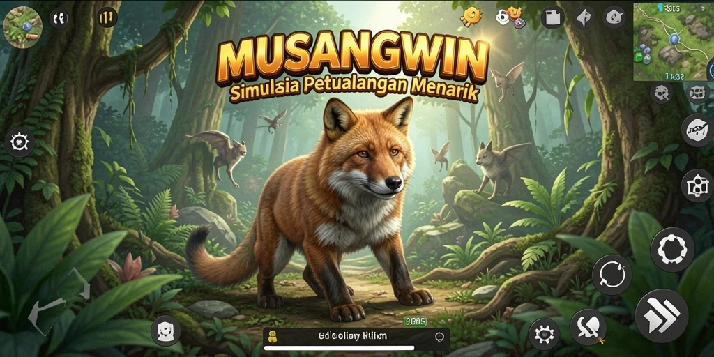 Tampilan gameplay MUSANGWIN yang menarik dan penuh warna.